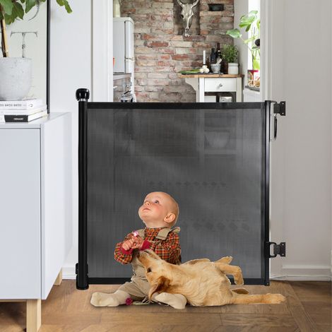 Randaco Barrière de sécurité extensible, barrière d'escalier, barrière de sécurité, pour bébé et animaux domestiques 0-180cm Noir (1/5)
