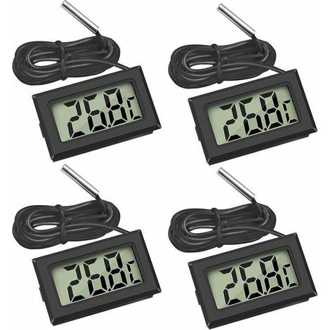 Mini Digital LCD Thermomètre Température avec Sonde de Température Capteur Testeur pour Réfrigérateur Congélateurs Aquarium (4X Noir) (1/5)