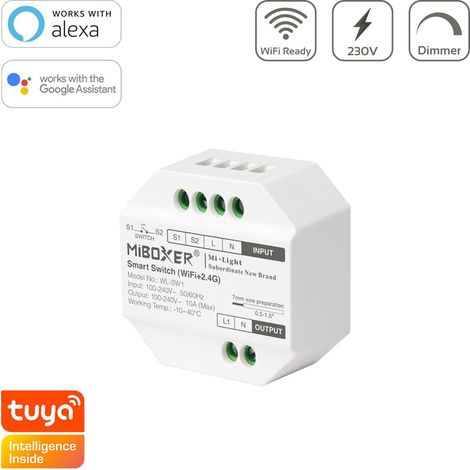 MiBoxer Smarter Tuya Wifi-Schalter für Unterputzdosen 10 A 2.4GHz+Push WL-SW1 (1/5)