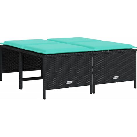 Maison Exclusive - Tabourets de jardin avec coussins lot de 4 noir résine tressée (1/5)