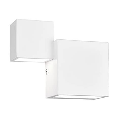 MIGUEL APPLIQUE METALLO BIANCO OPACO DOPPIO CUBO A BI-EMISSIONE DI LUCE L. 20,5CM X H. 16,5CM. 12W LED, 3.000K, 1.000Lm (1/4)