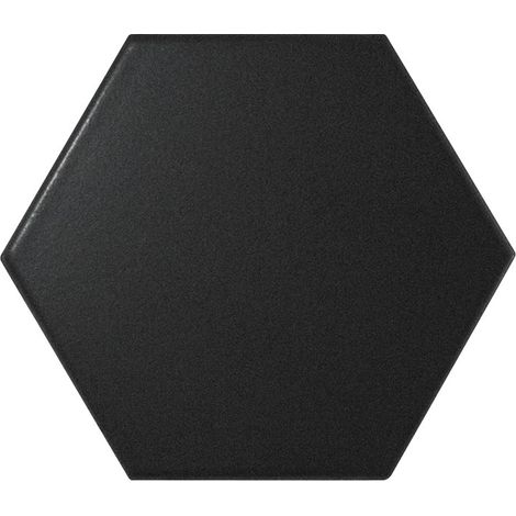 Carrelage mur hexagonal uni noir mate 12,4x10,7 cm SCALE HEXAGONE BLACK MATT  (vendu par boite de 0,61m2) (1/2)