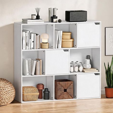 SunJet Bibliothèque, étagère de rangement, 9 cubes blanc, 106x24x95 cm - Réf. AH6QSACZ41IM (1/5)