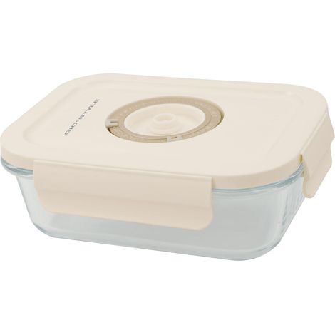 Conteneur sous vide pour aliments Verre 0,6L Rectangulaire Durée de la nourriture prolongée Date sur le couvercle Ligne Perle (1/2)