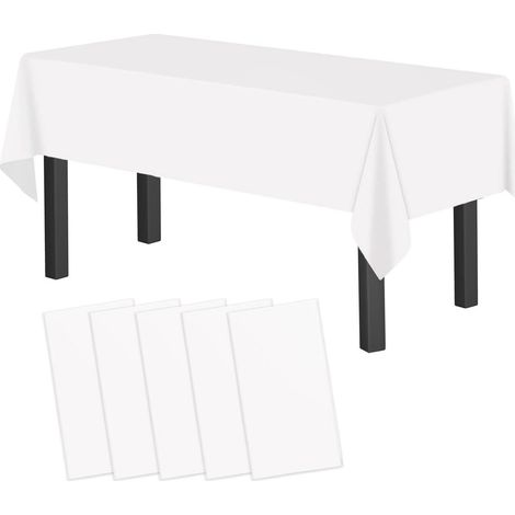 Lot de 5 nappes jetables 137x274 cm Blanc, Plastique, Imperméable