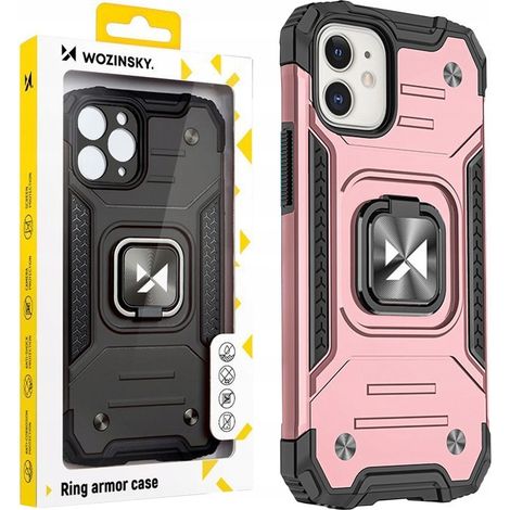 Coque iPhone 14 Plus, protection renforcée, anneau de fixation magnétique doré (1/5)