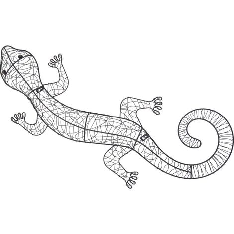 Adorno de pared lagarto de alambre negro calado 90 cm (1/4)