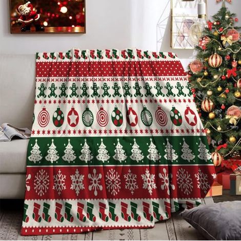 Couverture Douillette de Noël 130x150cm, Couverture de canapé Noël, Plaid d'hiver Douce et Chaude en Polaire Noël pour Adultes et Enfants (1/4)
