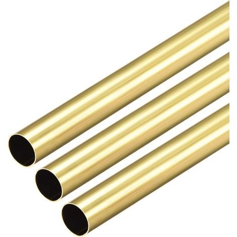 sourcing map Brass Tube Round 300mm Length 8mm External Diameter 0.2mm Wall Thickness Seamless Straight Pipe 3 Pcs (1/4)