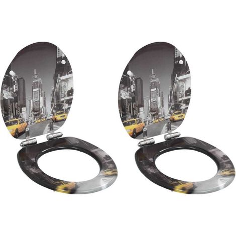 Set di 2 sedili WC in MDF con coperchio a chiusura ammortizzata New York 020002968 (1/5)