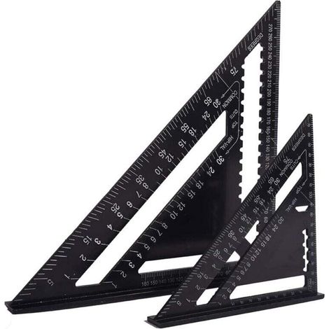 Équerre menuisier multifonctions 18cm et 30cm – Aluminium résistant à la corrosion – Pour marquage précis et coupes en croix – Outil de traçage
