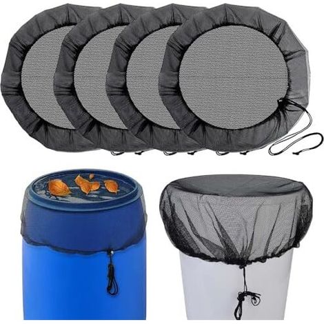 4 Pieces Rain Barrel Net ø 95cm Barrel Cover 95cm Protective Net Rain Barrel Cover with Drawstring Protection Against Mosquitoes and Leaves