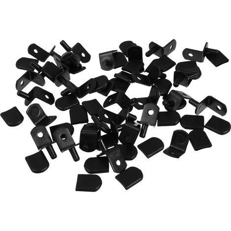 50 supports en L pour étagères et meubles de cuisine, fer caoutchouc noir, installation facile (1/5)