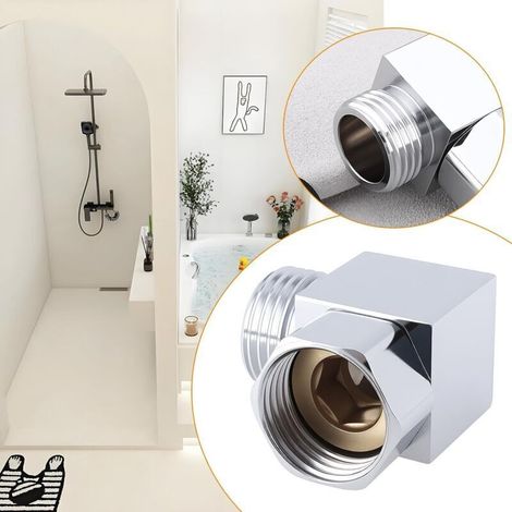 Raccord Coudé pour Flexible de Douche avec Joint Adaptateur en Laiton 1/2" Mâle Vers 1/2" Femelle pour Joint de Distribution (1/5)