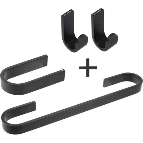Kit de 4 accessoires salle de bain MATERIA en aluminium brillant éloxé noir - avec adhésif 3M - Koh-I-Noor (1/5)