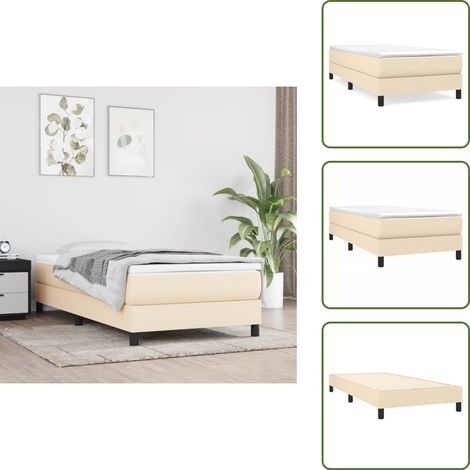 Cadre de lit sans matelas crème 90x200 cm tissu - Cadre De Lit - Lit Simple - Lit Crème - Lit Tissu - Meubles Chambre À Coucher (1/5)