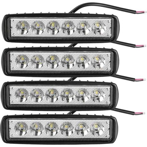 4pcs Phare de Travail Led 6 pouces 18W, 12v 24v 6000K Blanc Projecteur LED Voiture Feux de Travail Lampe de Travail pour Camion Tracteur 4x4 ATV SUV Moto