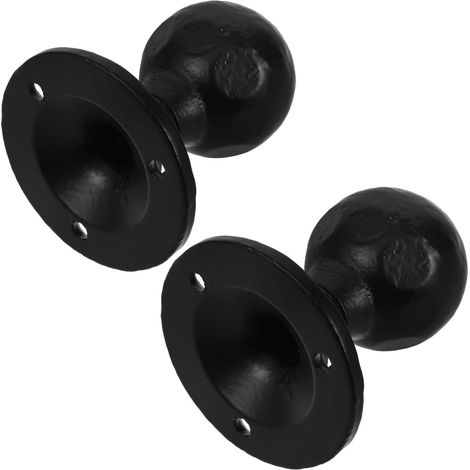 2 Pièces Poignée de Porte en Fonte Noire Prise Ergonomique Finition Fer Forgé Vintage Ronde et Texture Vieillie pour Portes de Grange et Abri (1/5)
