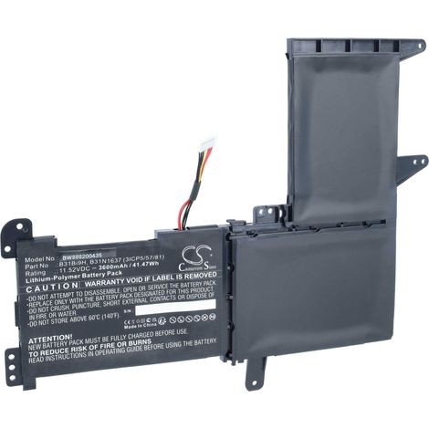 vhbw Akku kompatibel mit Asus X510UA-BR1528, X510UA-BR483T, X510UA-BR519, X510UA-BR554T, X510UA-BR666T Notebook (3600 mAh, 11,52 V, Li-Polymer) (1/5)