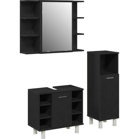 Maison Exclusive - Badezimmermöbel-Set mit Regal 3 pcs Schwarz 30