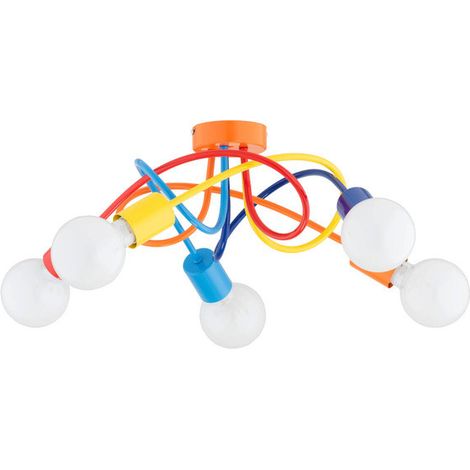 Alfa BOSTON Industrial Multicolor Metal Ceiling Light Fixture, 5x E27 Sockets (Max 15W), 52cm Modern Loft Flush Mount Lamp, Dimmable with Bulbs, Model 63239
