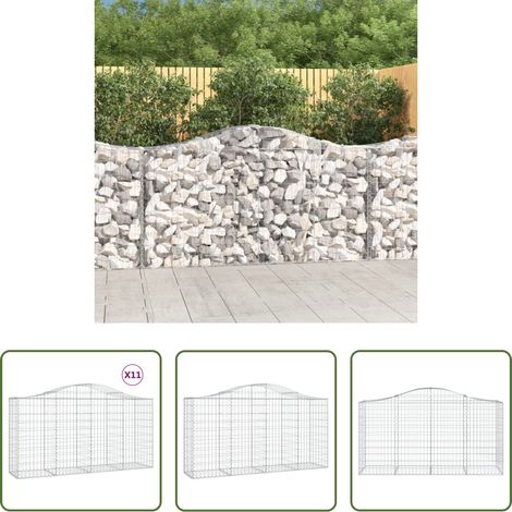 Schalldämmung - Gabionen mit Hochbogen 11 Stk 200x50x100/120cm Verzinktes Eisen (1/5)