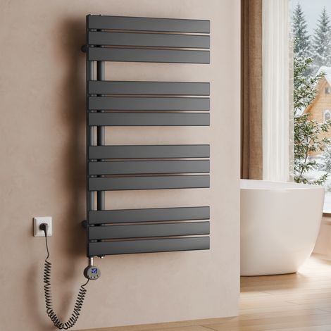 S'AFIELINA Elektrischer Badheizkörper Flach Paneelheizkörper Handtuchwärmer Heizkörper inkl. Heizstab mit Thermostat,Elektrisch betrieben,Anthrazit,104.1x60 cm 600Watts