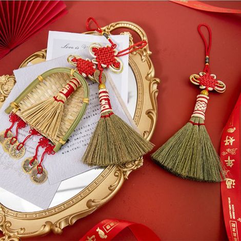 Balai, pelle, décoration, pendentif, ornement de l'année chinoise, nouveau pompon, décoration suspendue, mini balai porte-bonheur, M (1/5)