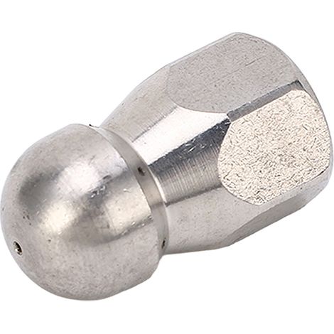 Buse de nettoyage haute pression 5000 PSI pour le débouchage de canalisations, buse de nettoyage à jet d'eau en acier inoxydable, tête sphérique, 1 orifice avant et 1 orifice arrière, 6 trous G1/4 po (1/5)