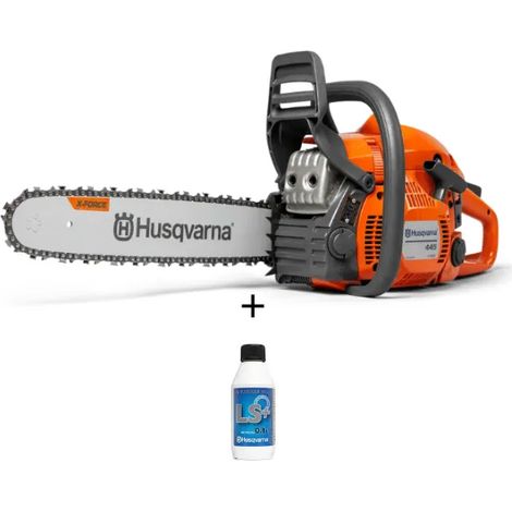 Husqvarna – Tronçonneuse thermique 50,2 cm³ 2,2 kW – Guide 38 cm pour coupe précise – Moteur X-Torq® pour faible émission – Système LowVib®