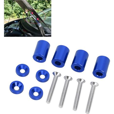 Aluminium-Kühlergrill, 6 mm kompatibler Abstandshalter für die erhöhte Motorhaube, blaues Belüftungsset (1/5)