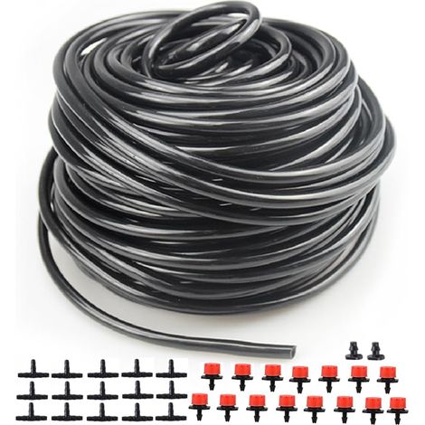 Tuyau d'irrigation à goutte à goutte 100FT 1/4 pouce, Conduites d'eau d'arrosage de la ligne de tube de brouillage de jardin Kit d'arrosage automatique pour la serre de jardin, patio, 30M (1/5)