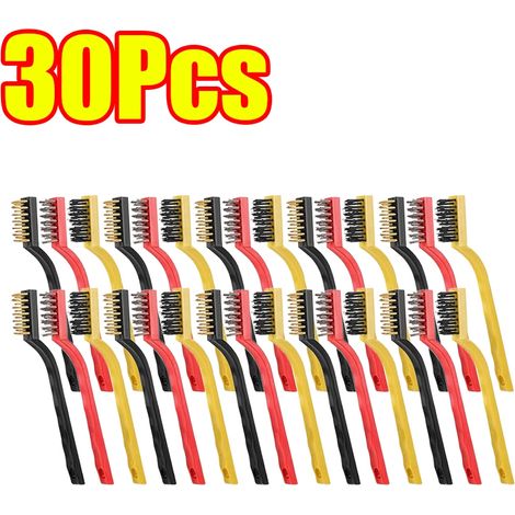 (A-30 pièces (10 ensembles)) Brosse de nettoyage en laiton, métal laiton/acier inoxydable/nylon, adaptée aux hottes à gaz, dégraisse et élimine les taches, outil de nettoyage des plaques de cuisson (1/4)