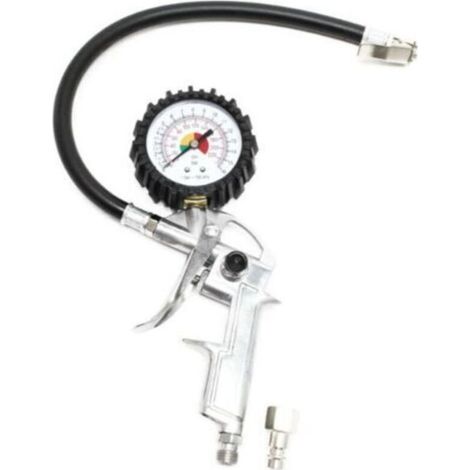 Pistolet compresseur d'air avec manomètre 0-16 bar, gonfleur de pneus universel pour voiture et moto, fixation pratique, accessoire d'entretien auto et moto (1/3)