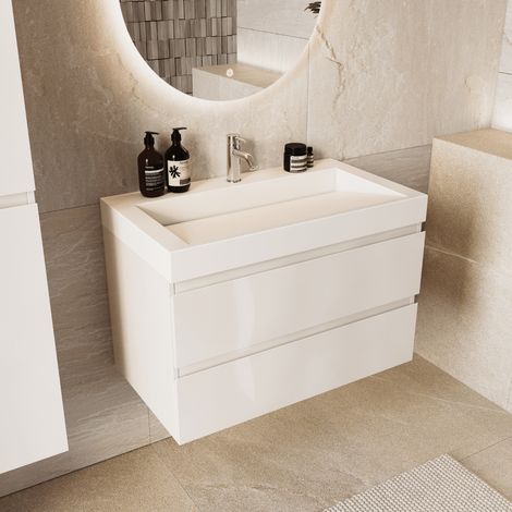 LOMAZOO Ensemble meuble de salle de bain Zarivo 80 cm - Blanc (1/5)