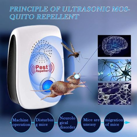 Ultrason Anti Moustique, 4 Pack Ultrason Souris et Rats & Insectes Répulsif Électronique, Répulsif Ultrason pour Anti Souris, Rats Fourmis Araignées Moustiques (1/4)