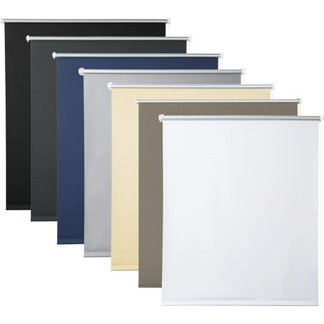 WOLTU Store Enrouleur occultant Isolant Thermique avec revêtement sans perçage 120x150cm, Blanc (1/5)
