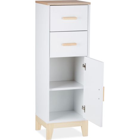 Estantería de baño compacta con 2 cajones 80 x 30 x 15 cm diseño elegante acabado mate en MDF blanco 130011716 (1/5)