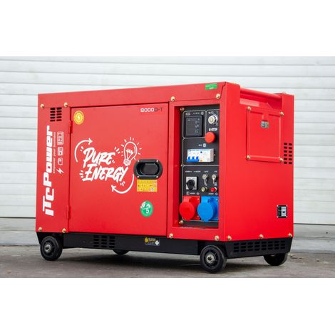 Itc Power – Groupe électrogène 6300W Diesel insonorisé 230V/400V – Démarrage électrique – Autonomie 12h – Compatible installation solaire