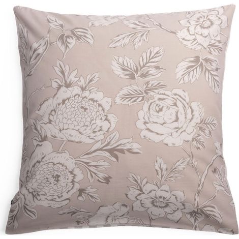 Taie d'oreiller 63x63cm coton coton imprimé recto floral verso rayé beige - COTTAGE (1/5)