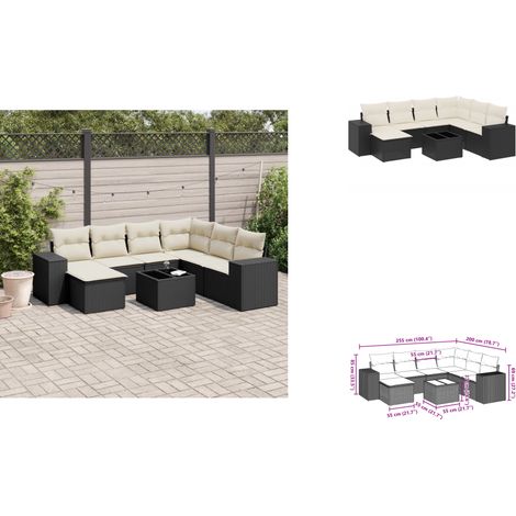Salon de jardin 8 pcs avec coussins noir résine tressée - Ensemble Salon De Jardin - Meuble De Jardin - Résine Tressée - Rotin Synthétique - Mobilier D'extérieur (1/3)