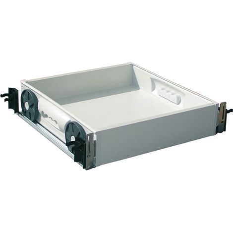 Kit tiroir sous plinthe PVC gris – Hauteur 120 mm – Profondeur 455 mm – Roulettes et rails aluminium inclus – Volpato
