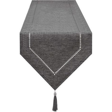 1 Stück Tischläufer Leinen Grau 32 x 180 cm, Hochwertiger Tischläufer, Einfarbiger Tischläufer, Modern, Pflegeleicht für Esstisch, Couchtisch, Restaurant, Dekoration (1/5)