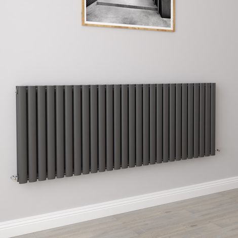 AICA Oval Column Designer Radiator Central Heating Horizontal 600x1593mm Double Anthracite (1/5)