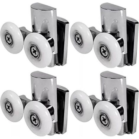 Bardusch - Roulettes de Porte de Douche - - Modèle 23 mm - Lot de 4 - Zinc - Roues en Nylon (1/4)