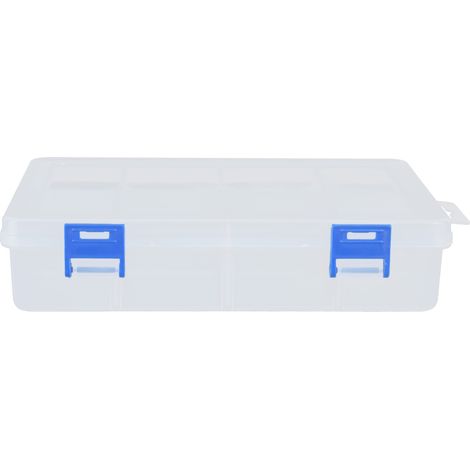 Boîte de rangement transparente 3 pièces avec compartiments amovibles et séparés pour outils et quincaillerie, en polypropylène (PP), 8 compartiments. (1/5)