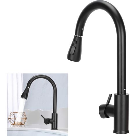 Robinet extractible G1/2, mitigeur rotatif multifonction en acier inoxydable à 2 vitesses (1/5)