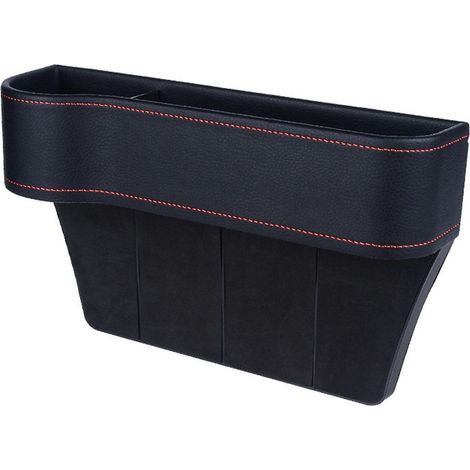 Car Seat Gap Filler Organizer Storage Box Between Front seat Auto Premium PU Leather Console with Cu-Left Driver-Black (1/5)