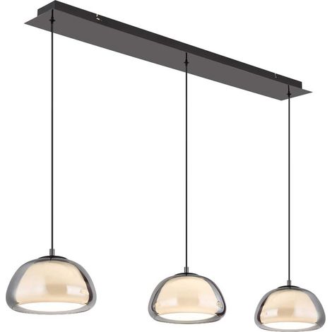 Pendelleuchte Hängeleuchte Deckenleuchte schwarz chrom rauchglas dimmbar H 150cm
