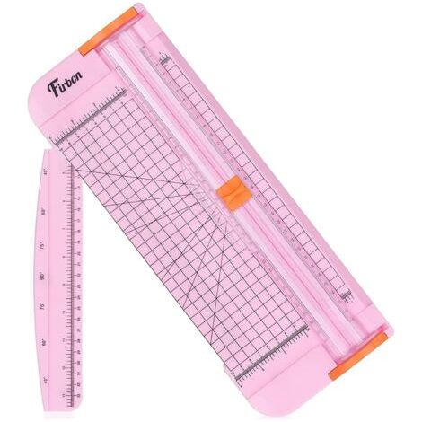 Cortador de papel A4 de 30 cm (12 pulgadas) con regla de titanio, guillotina y sistema de seguridad. Cuchilla reemplazable para cortar cupones, papel de manualidades, etiquetas y fotos. Color rosa. (1/5)